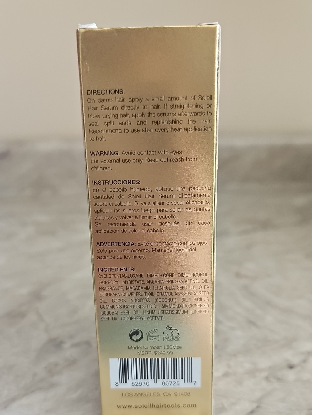 Soleil HydroLine Moroccan Hair Serum NEW Paraben Free 60mL - Picture 2 of 3